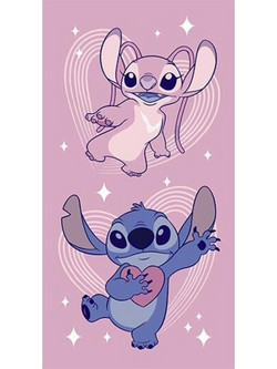 Lilo & Stitch Angel Παιδική Πετσέτα Θαλάσσης Ροζ 70x140cm