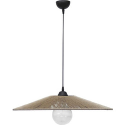 Heronia Lighting Κρεμαστό Φωτιστικό Οροφής με Σχοινί Μονόφωτο E27 Καφέ Φ60cm 31-1371