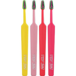 Tepe Colour Compact Extra Soft Οδοντόβουρτσες 4τμχ Κίτρινη Ροζ Κόκκινη Φούξια