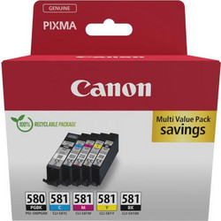 Canon PGI-580 & CLI-581 B/C/M/Y Πακέτο 5 Μελανιών Εκτυπωτή Inkjet 2078C007