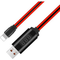 Hoco U29 LED Flat USB-A to Lightning Cable 1.2m Red