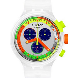 Swatch Ανδρικό Ρολόι Χρονογράφος με Λευκό Καουτσούκ Λουράκι SB02K100