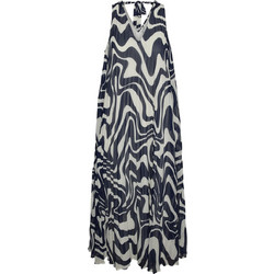 Vero Moda Midi Καλοκαιρινό Καθημερινό Φόρεμα Navy Μπλε Λευκό 10308460