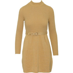 Free People Mini Καθημερινό Φόρεμα Πλεκτό Χρυσό OB870420