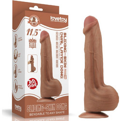 Lovetoy King Sized Sliding Skin 11.5" Dual Layer Dong Ρεαλιστικό Dildo με Βεντούζα & Όρχεις 29cm Καφέ