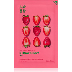 Holika Holika Pure Essence Strawberry Sheet Μάσκα Προσώπου για Μαύρα Στίγματα & Λάμψη 23ml