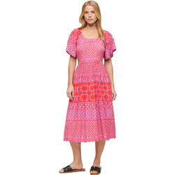 Superdry Midi Καλοκαιρινό Βραδινό Φόρεμα Φούξια W8011676A-2JX