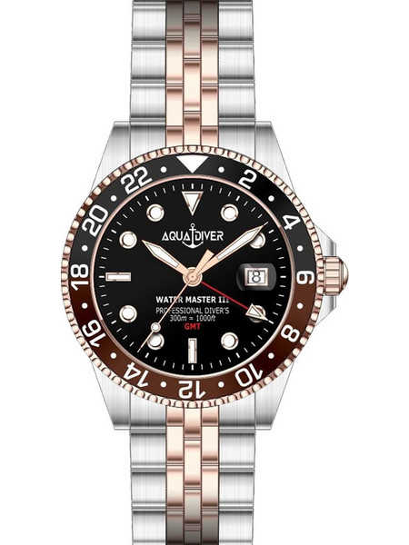 Aquadiver Water Master III Ανδρικό Ρολόι με Ασημί Ροζ Χρυσό Μεταλλικό Μπρασελέ SS23156G27