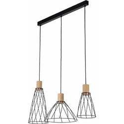 TK Lighting Modesto Κρεμαστό Φωτιστικό Οροφής Πλέγμα Τρίφωτο GU10 Μαύρο 10158