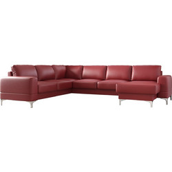 PoliHome Radial Max II LTHR Γωνιακός Καναπές Κρεβάτι Αριστερή Γωνία Δερμάτινος με Αποθηκευτικό Χώρο Κόκκινος 315x250x89cm 162505759