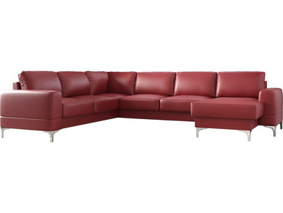 PoliHome Radial Max II LTHR Γωνιακός Καναπές Κρεβάτι Αριστερή Γωνία Δερμάτινος με Αποθηκευτικό Χώρο Κόκκινος 315x250x89cm 162505759