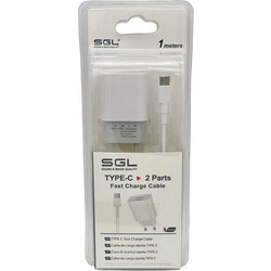 SGL Φορτιστής με Καλώδιο USB-C με 2 Θύρες USB-A D1-S2 White