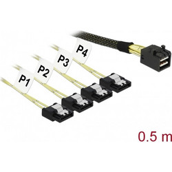 DeLOCK 8643 Καλώδιο Σκληρού Δίσκου mini SAS to 7-Pin SATA III 0.5m Black