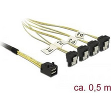 DeLOCK 85684 Καλώδιο Σκληρού Δίσκου mini SAS to 4 x 7-Pin SATA III 0.5m Black