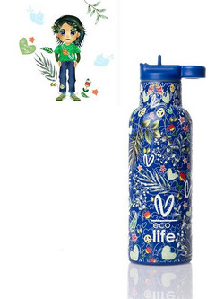 Ecolife X Vasiliki Blue Παιδικό Παγούρι Θερμός Ανοξείδωτο BPA Free Μπλε 500ml