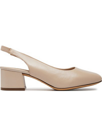 Caprice Ανατομικές Γόβες Slingback Δερμάτινες με Χοντρό Χαμηλό Τακούνι Μπεζ 9-29500-42-433