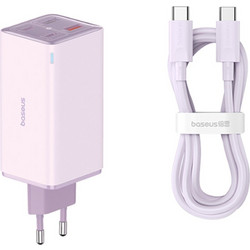 Baseus GaN6 Pro Φορτιστής με Καλώδιο USB-C με 2 Θύρες USB-A & 2 Θύρες USB-C 100W Power Delivery Purple