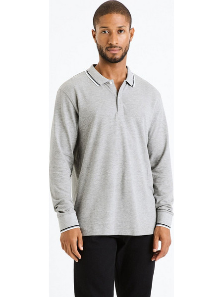 Celio Decolml Ανδρική Μπλούζα Polo Μακρυμάνικη Γκρι