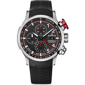 Edox Chronorally Ανδρικό Ρολόι Χρονογράφος Αυτόματο με Μαύρο Καουτσούκ Λουράκι 01129-TRCA-NCAR