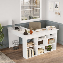 ArteLibre Feltham Γωνιακό Γραφείο Ξύλινο με Βιβλιοθήκη 115x120x72cm 15350141