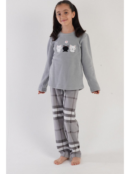 Vienetta Secret Παιδική Πιτζάμα Fleece Χειμωνιάτικη Γκρι 303036