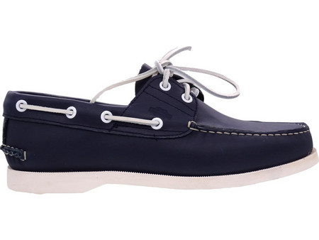 Chicago Ανδρικά Μοκασίνια Boat Shoes Δερμάτινα Navy Μπλε Λευκά 820