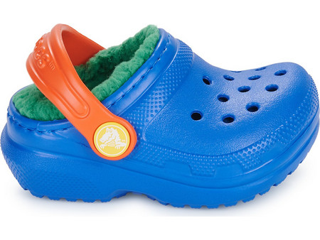 Crocs Classic Lined Clog Ανατομικές Χειμερινές Παιδικές Παντόφλες για Αγόρια με Γούνα Royal Blue 207009-4LB