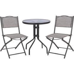 HomeMarkt Lima Σετ Τραπεζαρία Κήπου Μεταλλικό 3τμχ Γκρι HM21037