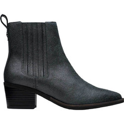 Clarks Γυναικεία Μποτάκια Chelsea Δερμάτινα Ασημί με Χοντρό Χαμηλό Τακούνι 26178819