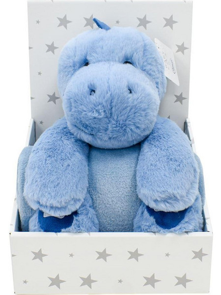 Dimcol Dinosaur 01 Κουβέρτα Αγκαλιάς Fleece με Λούτρινο 75x90 Γαλάζια