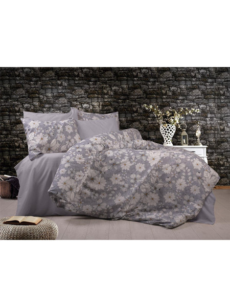Dimcol Σετ Σεντόνια King Size Βαμβακερά 240x270 Ήρα 426 Grey