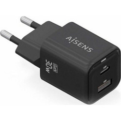 Aisens 30W2 Φορτιστής χωρίς Καλώδιο με Θύρα USB-A & Θύρα USB-C 30W Power Delivery Black