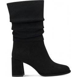 Tamaris Γυναικεία Μποτάκια Suede Μαύρα με Χοντρό Ψηλό Τακούνι 1-25020-43-001