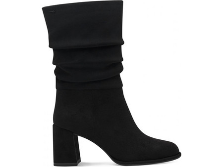 Tamaris Γυναικεία Μποτάκια Suede Μαύρα με Χοντρό Ψηλό Τακούνι 1-25020-43-001
