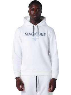 Magic Bee Ανδρικό Φούτερ με Κουκούλα & Τσέπες Λευκό MB24501