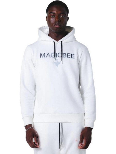 Magic Bee Ανδρικό Φούτερ με Κουκούλα & Τσέπες Λευκό MB24501