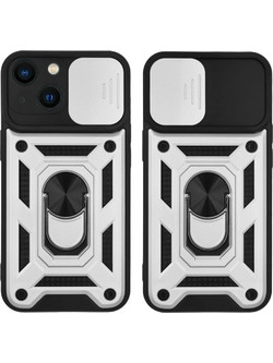Sonique Ring Armor CamPro Back Cover Silver (iPhone 13 mini)