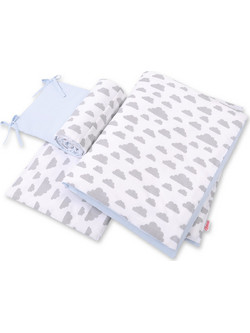 Bobono Clouds Σετ Κούνιας Light Blue 3τμχ