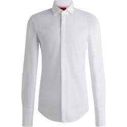 Hugo Ανδρικό Πουκάμισο Βαμβακερό Μακρυμάνικο Slim Fit Λευκό 50473060-199