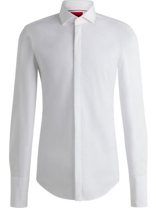 Hugo Ανδρικό Πουκάμισο Βαμβακερό Μακρυμάνικο Slim Fit Λευκό 50473060-199