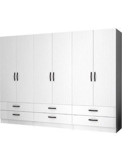 Megapap Εξάφυλλη Ντουλάπα Ρούχων Ricardo Λευκή 240x51.8x181cm GP100-0066,1