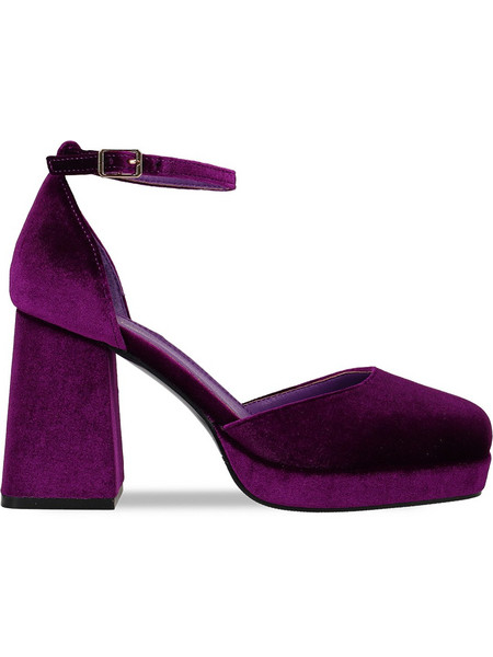 Migato Γόβες Suede με Χοντρό Ψηλό Τακούνι Λουράκι & Φιάπα Μωβ 100016491-001