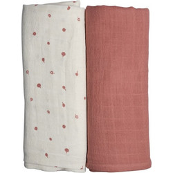 Fabelab Wild Berry Πάνες Αγκαλιάς από Μουσελίνα Λευκές Ροζ 120x120cm 2τμχ