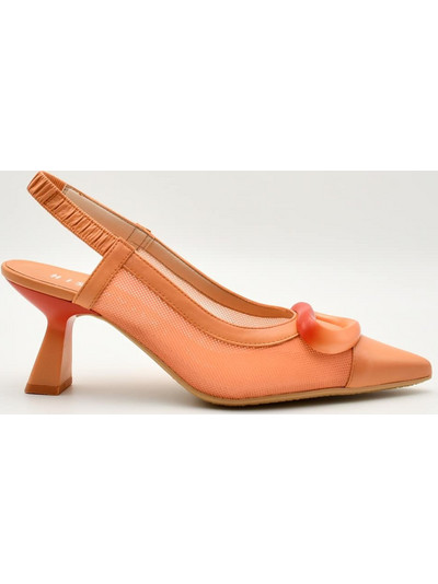 Hispanitas Γόβες Slingback Δερμάτινες με Λεπτό Ψηλό Τακούνι Κοραλί HV253957