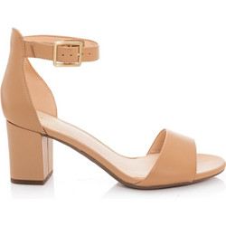 Clarks Deva Mae Γυναικεία Πέδιλα Δερμάτινα Ταμπά με Χοντρό Ψηλό Τακούνι 26171972