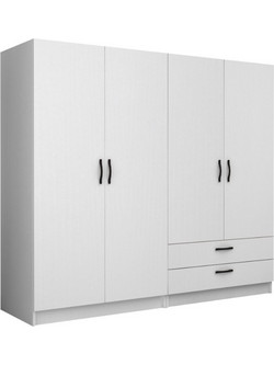Megapap Τετράφυλλη Ντουλάπα Ρούχων Victoria Λευκή 200x60x181cm GP100-0089,1