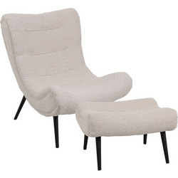 Pakoworld Μπερζέρα με Υποπόδιο Μπεζ Silla 110-000097