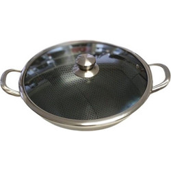 Cheffinger CF-PW36 Wok Ανοξείδωτο Αντικολλητικό με Καπάκι 36cm CF-PW36
