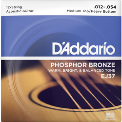 D'Addario EJ37 12-χορδης Σετ 12 Χορδές Ακουστικής Κιθάρας Phosphor Bronze 12-54" Mixed Tension