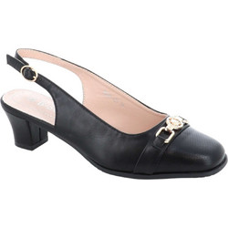 B-Soft Ανατομικές Γόβες Slingback Δερμάτινες με Χοντρό Χαμηλό Τακούνι Μαύρες 1955-421